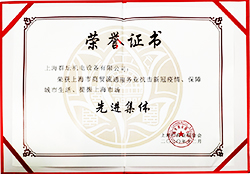上海市商贸流通服务业先进集体证书